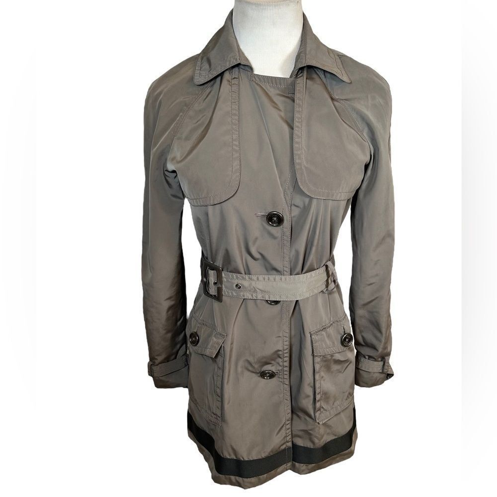Tommy Hilfiger Trench Coat Long Raincoat Belt Gray Grey Waterproof Jacket Spring
